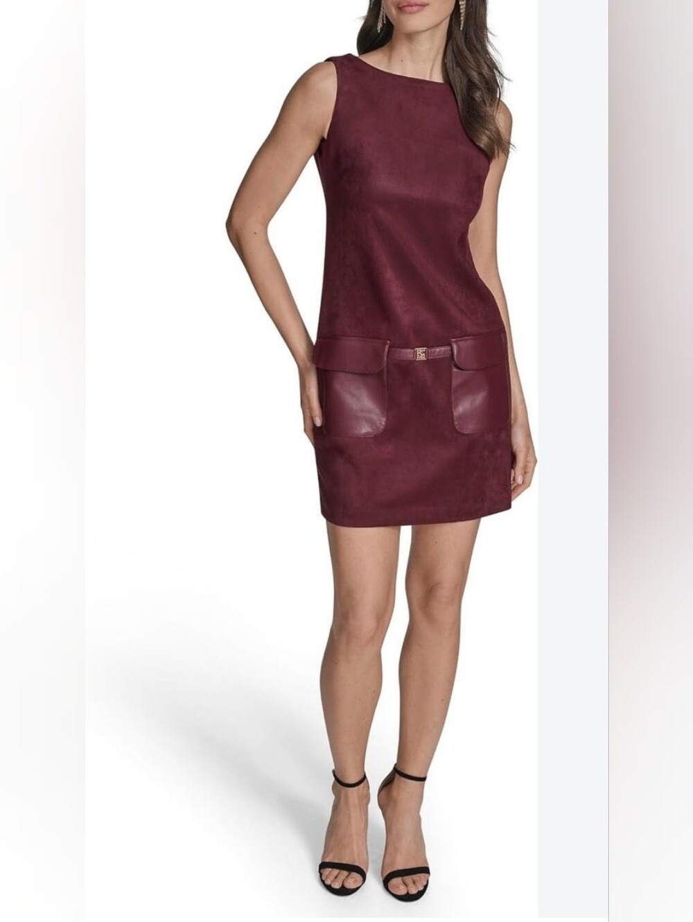 ✨
BCBG Max Azria Burgundy Faux Leather Mini Dress w/ Pockets 16